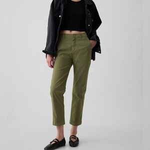 NWT GAP Downtown Khaki Army Green Pants, Mid-Rise, Slim Fit, Crop, Cotton, Sz 0